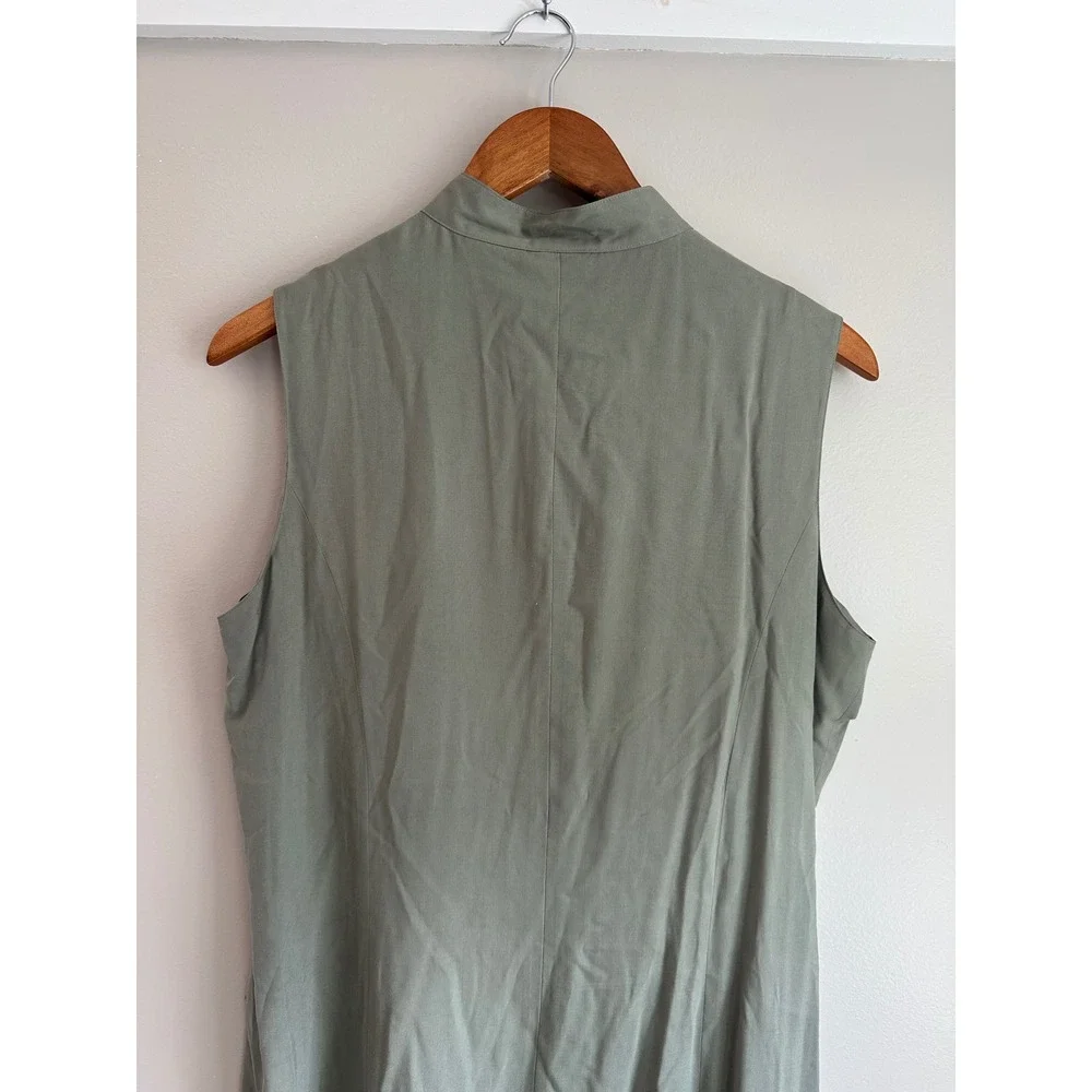 JRT Silk Maxi Dress Womens 14 Sage Green EUC Sleeveless Button Down vintage 90's - Picture 6 of 7